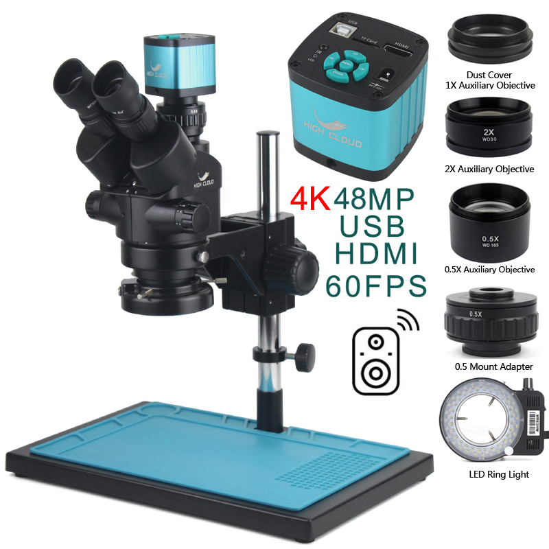 Stereo Trinocular Microscope Pcb - 3,5X-90X Simul-Brenn Stereo Trinokular Mikroskop 4K
