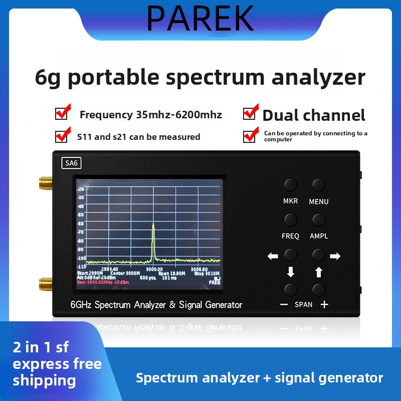 Signal Generator Spectrum Analyzer - SA6 6GHz 3,2 Zoll Handheld-Spektrumanalysator 5-6200MHz