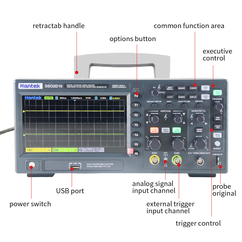 Hantek DSO2D10 Digitales Speic – Digital Storage Oscilloscope 100Mhz Bewertung und Preis